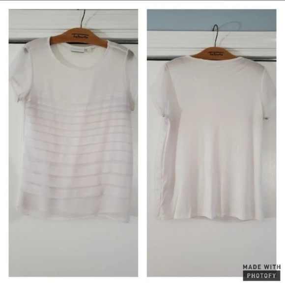 New York & Company White Short Sleeve Scoop Neck XSmall Blouse - Picture 3 of 10